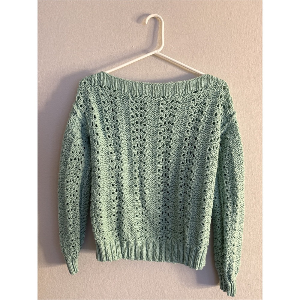 Vintage Cable Knit Sweater Sky Blue Women Sz Small (no Label)‎